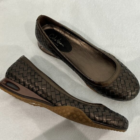 COLE HAAN Bronze Woven Leather Ballet Flats - Size 6.5 - Picture 4 of 6